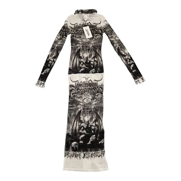 JEAN PAUL GAULTIEP Black & White 'The Diablo' Midi Shirt Dress Size XXS NWT - Picture 11 of 12